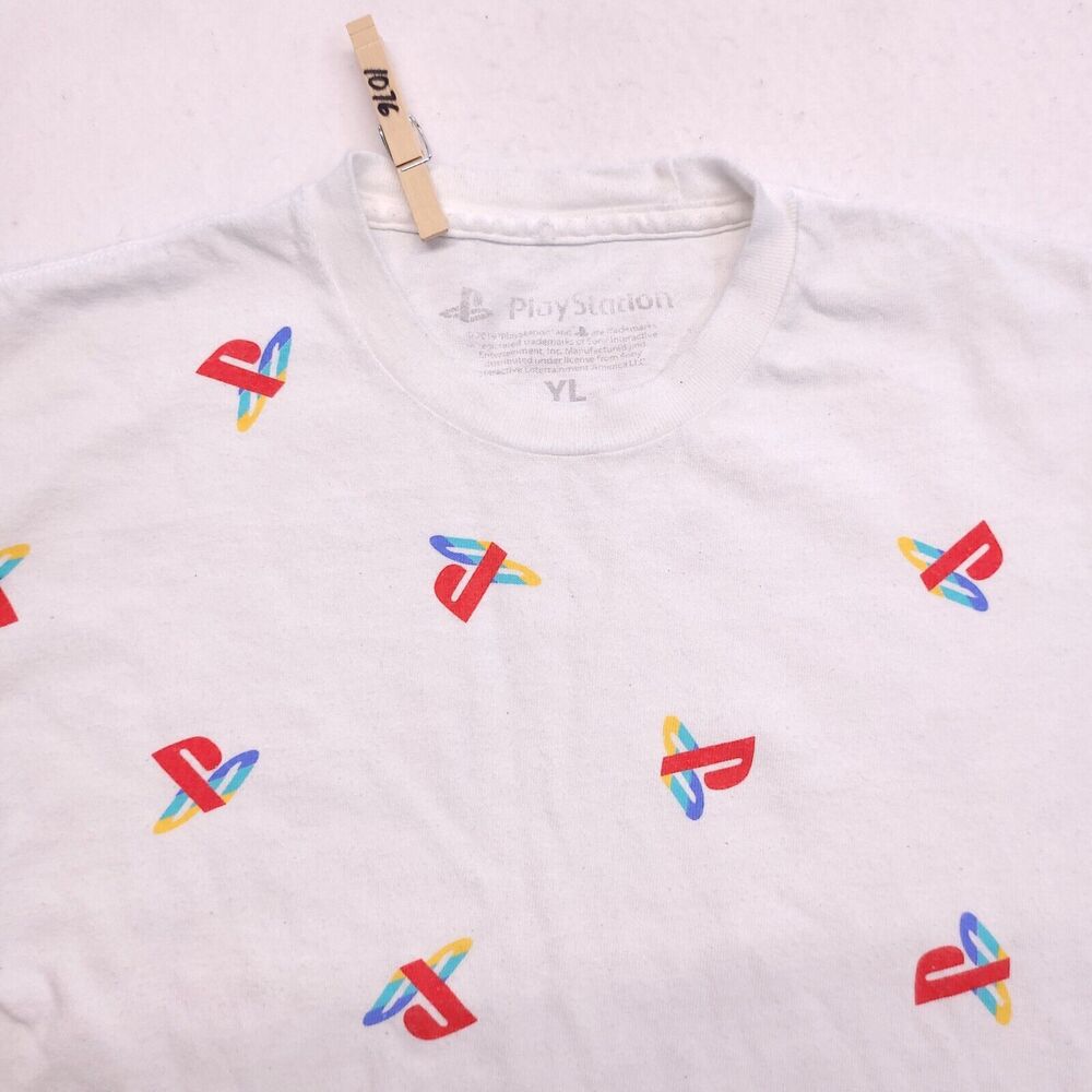 Sony Playstation Casual Short Sleeve Graphic T-Shirt Youth Boys Size XL White